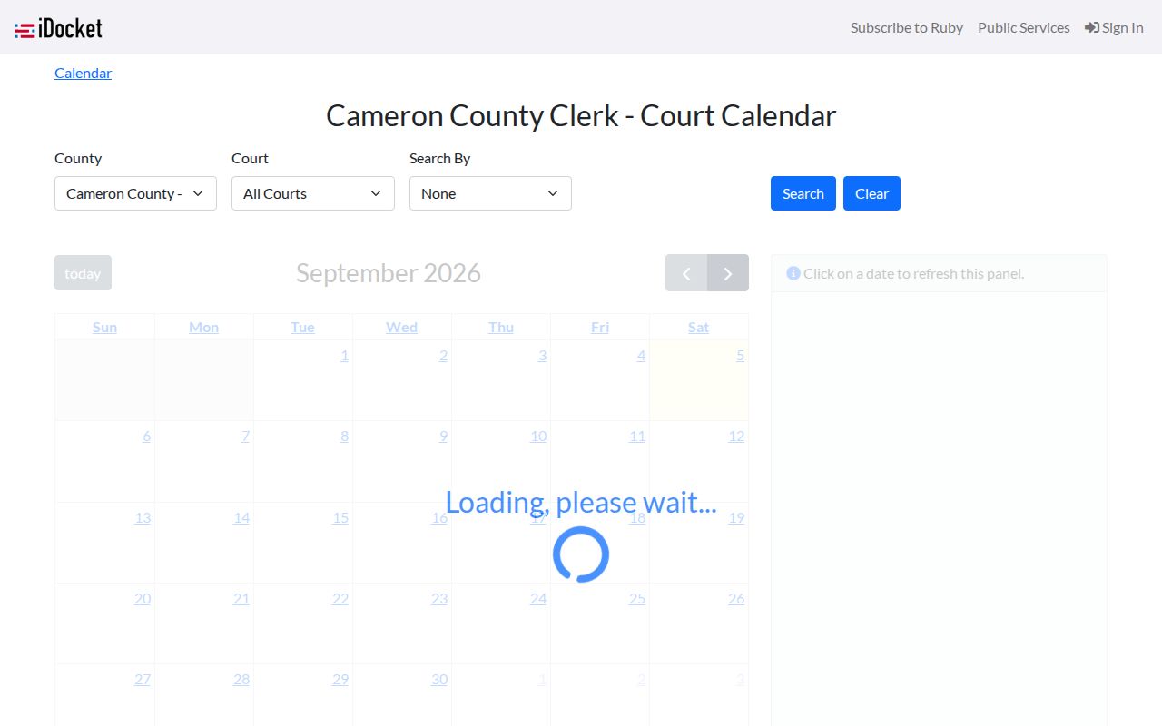 Cameron County court dates iDocket calendar access