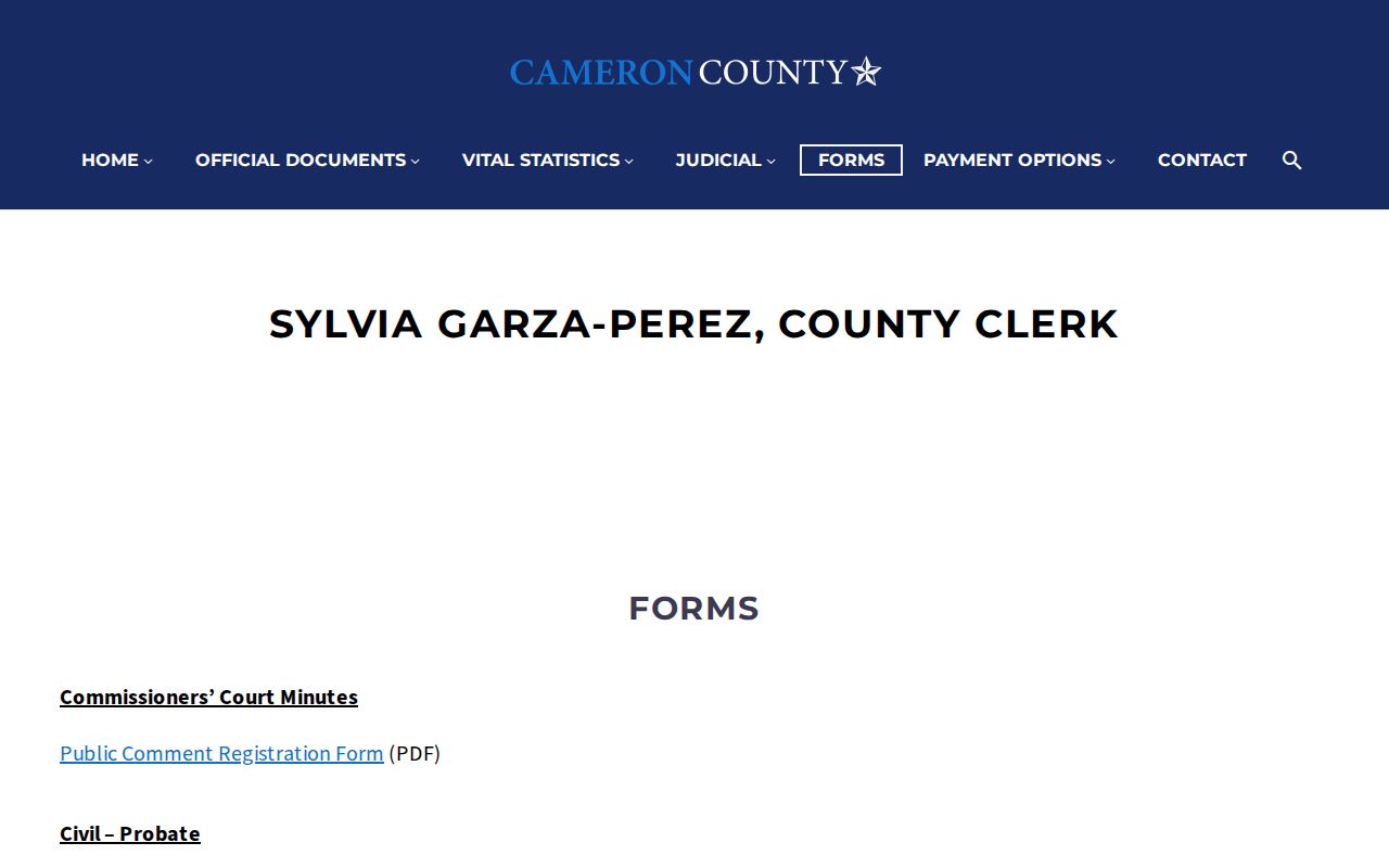 Cameron County court record request forms directory