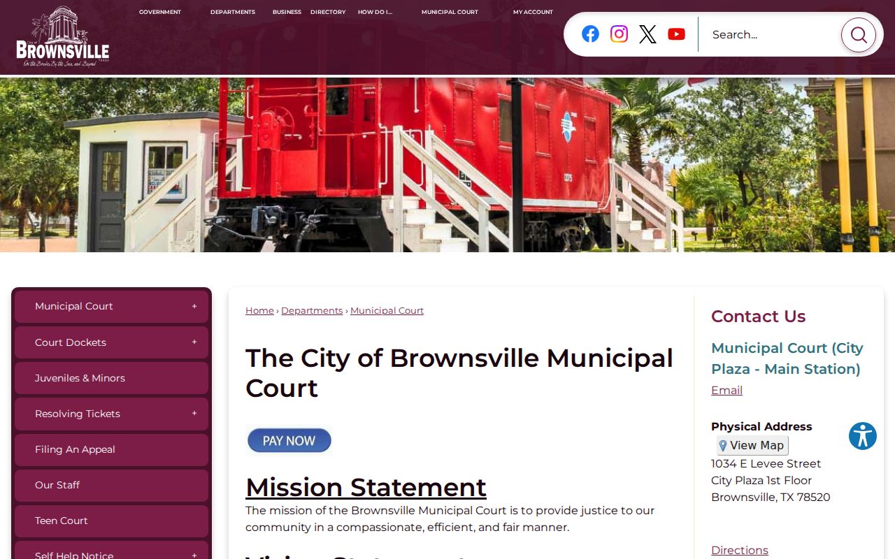 Brownsville court docket schedule and public access page