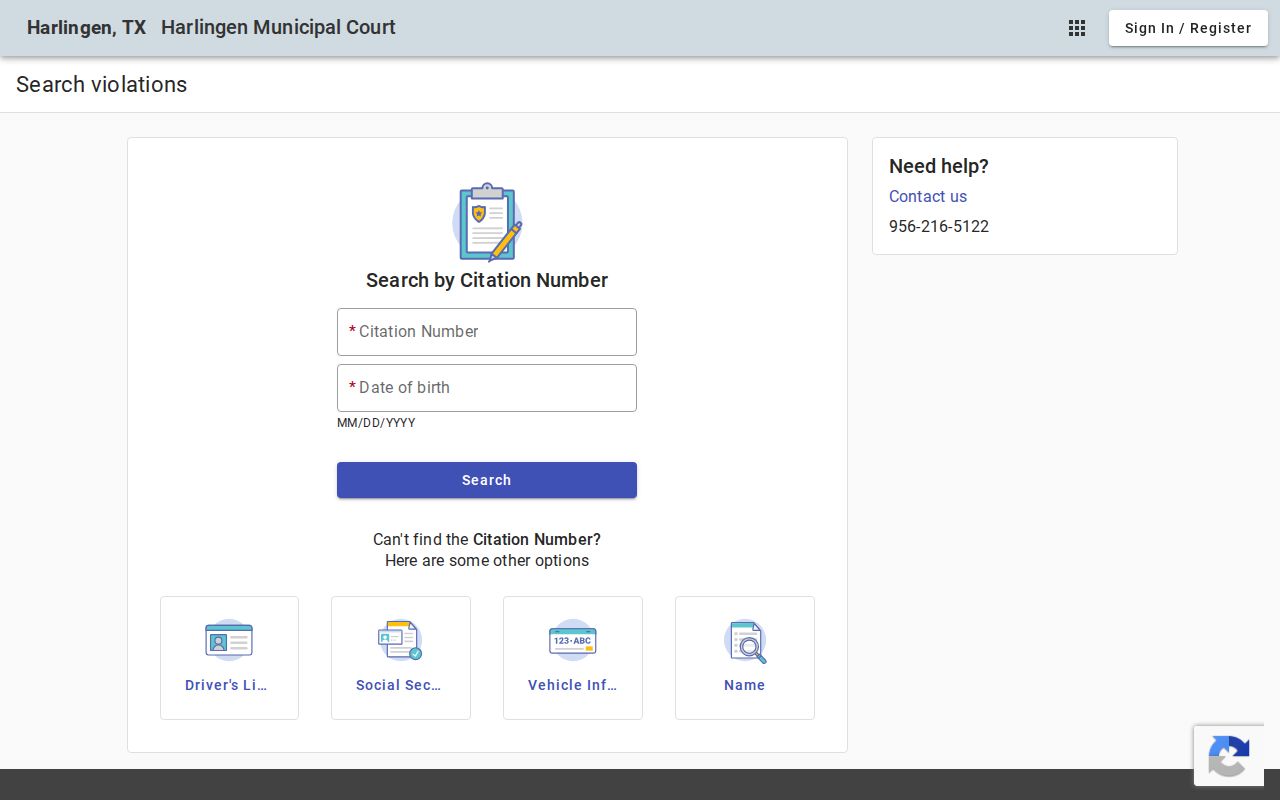 Harlingen court docket citation search and payment portal
